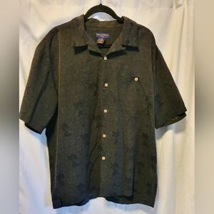 🖤GORDON CLOTHING CO Men's BLACK HAWAIIAN Shirt with Palm Tree Pattern